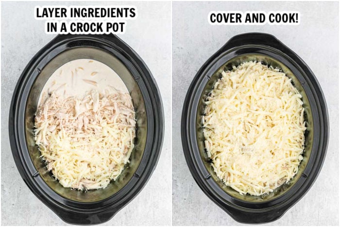 The process of layering ingredients in the crock pot