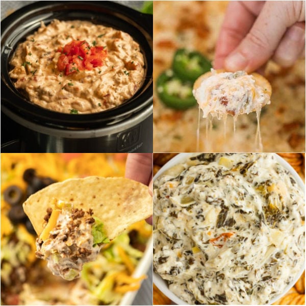 I love making dip recipes in a slow cooker. They make the best appetizers. Check out the best crock pot dip recipe that are perfect for parties or cook outs. These cheese dip and chicken dips are the best. These dips are all easy to make and delicious too. #eatingonadime #diprecipes #appetizerrecipes #crockpotdips