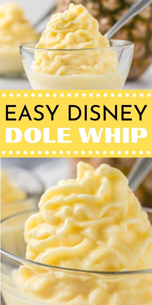 Enjoy this delicious and easy dole whip recipe without going to Disney World. Three ingredients are all you need to make this easy dole whip. Pineapple, pineapple juice, & ice cream! You are going to love this healthy and delicious dole whip.  #eatingonadime  #dolewhiperecipes #disneyrecipes #icecreamrecipes 
