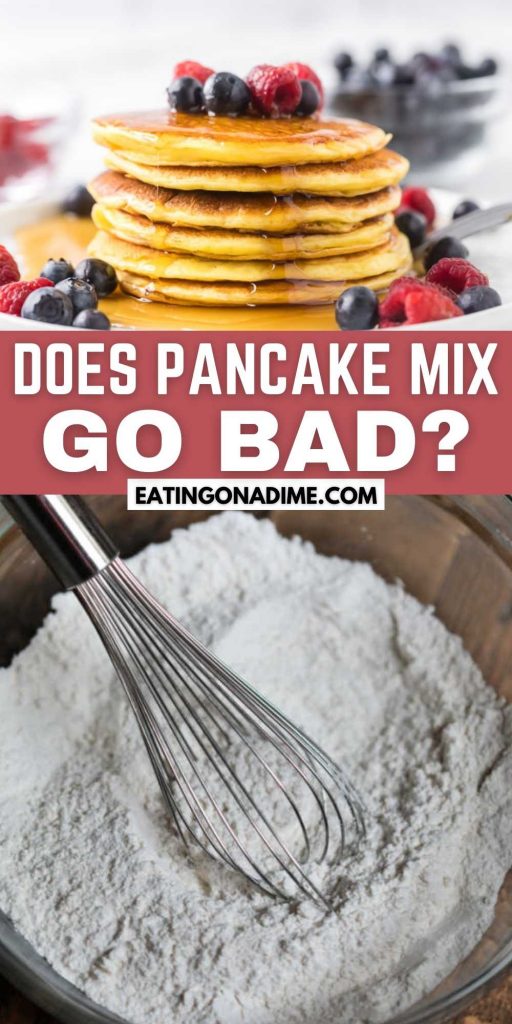 Does pancake mix go bad? We have a quick and easy guide with tips for using pancake mix and how to know if it's no longer good to use. You are going to love these easy kitchen tips. #eatingonadime #pancakemix #kitchentips 
