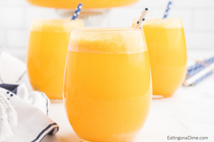 Orange Sherbet Punch Recipe in glasses. 