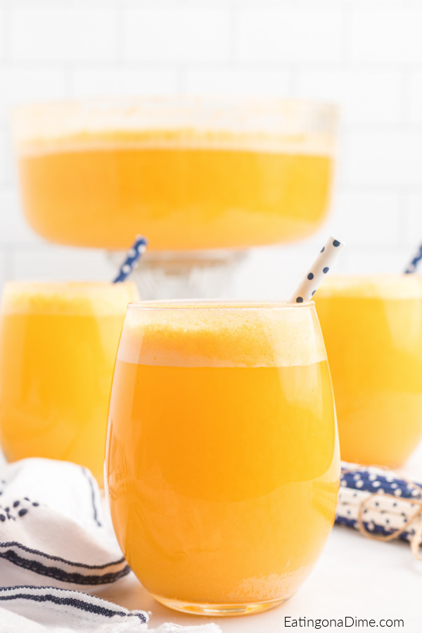 Orange Sherbet Punch Recipe in glasses. 