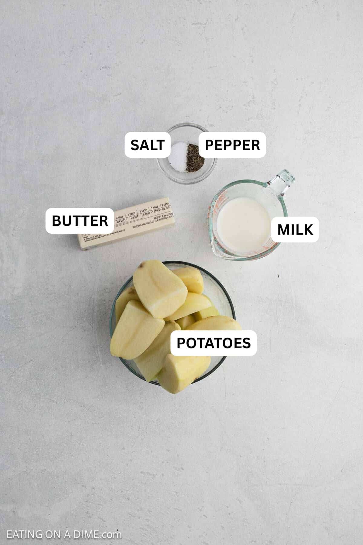 Ingredients needed for the potato layer for this recipe.