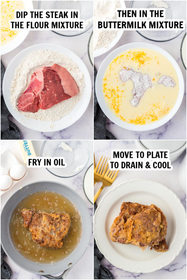The process of making the chicken fried steak