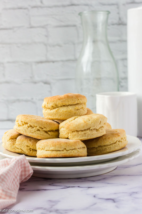 Close up image of biscuits stacked on a plate