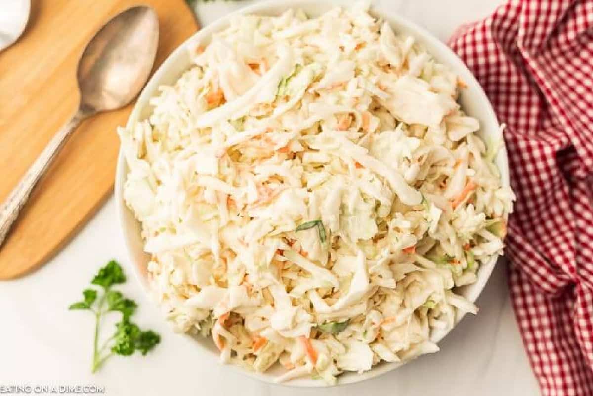 Coleslaw in a bowl.