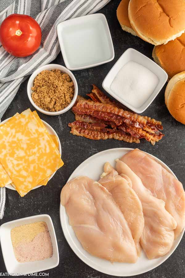 Ingredients for Chick-fil-a Grilled Chicken Club Sandwich.