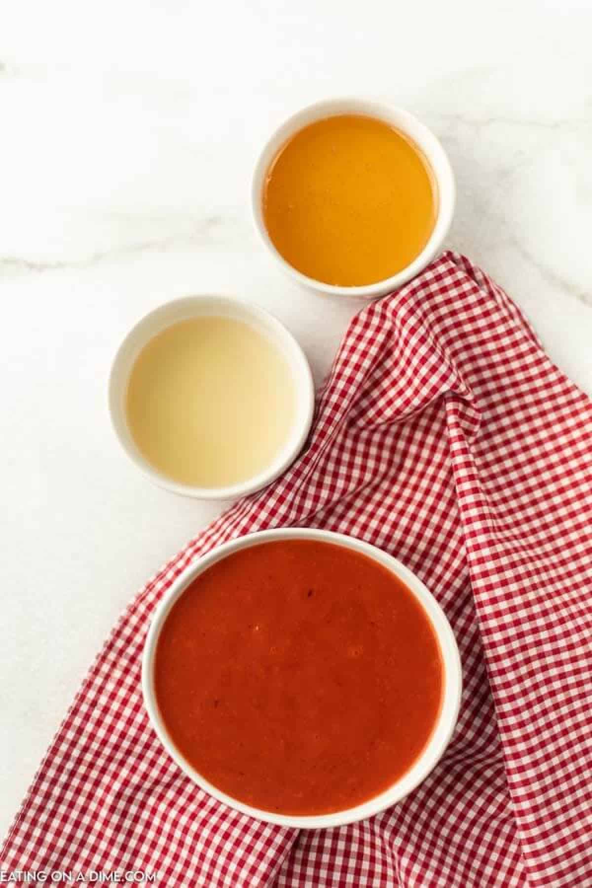 Ingredients needed - french dressing, apple cider vinegar, honey