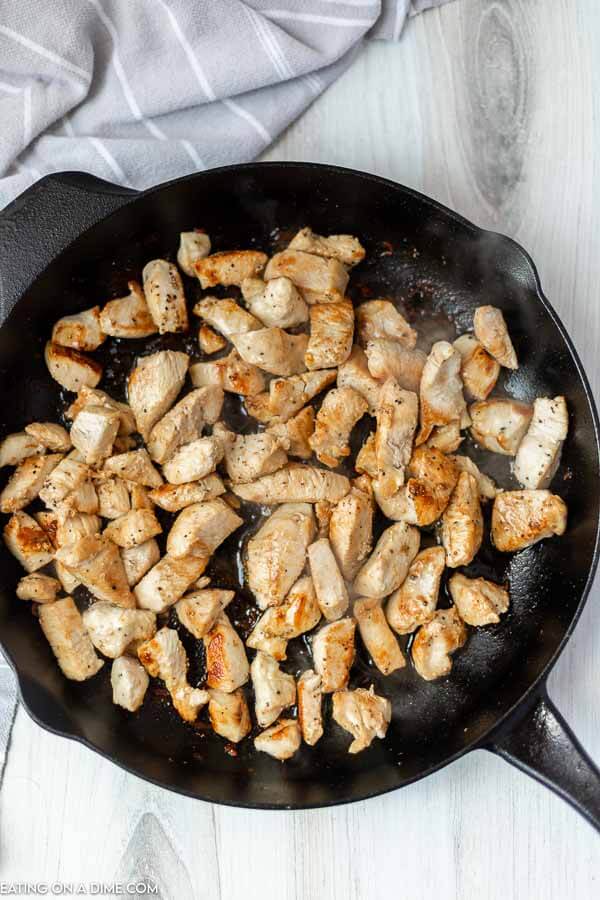 Cooking the chicken in the cast iron skillet