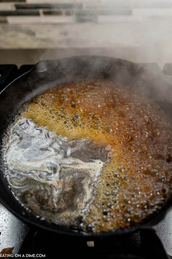 Heating the water in a cast iron skillet