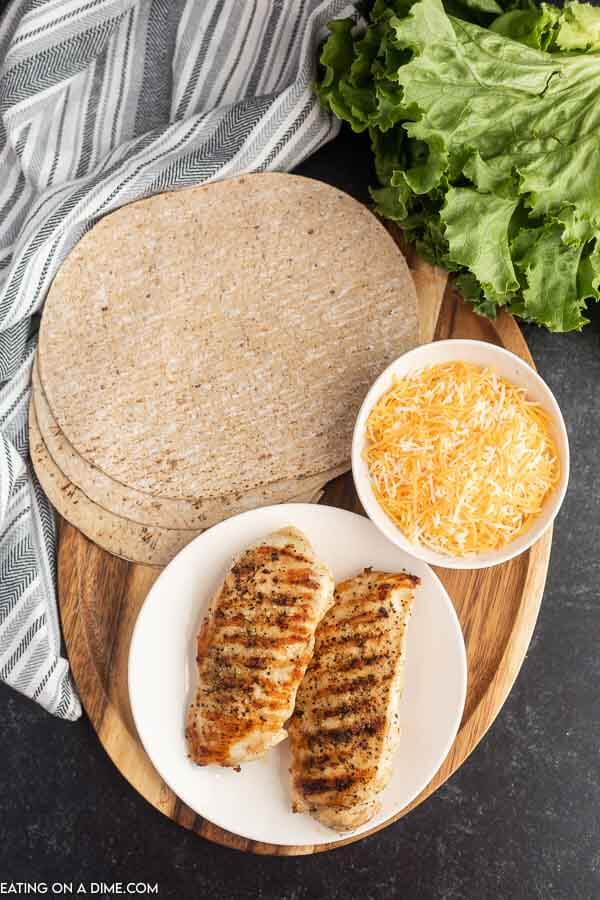 Ingredients for Chick-fil-a Grilled Chicken Cool Wrap.