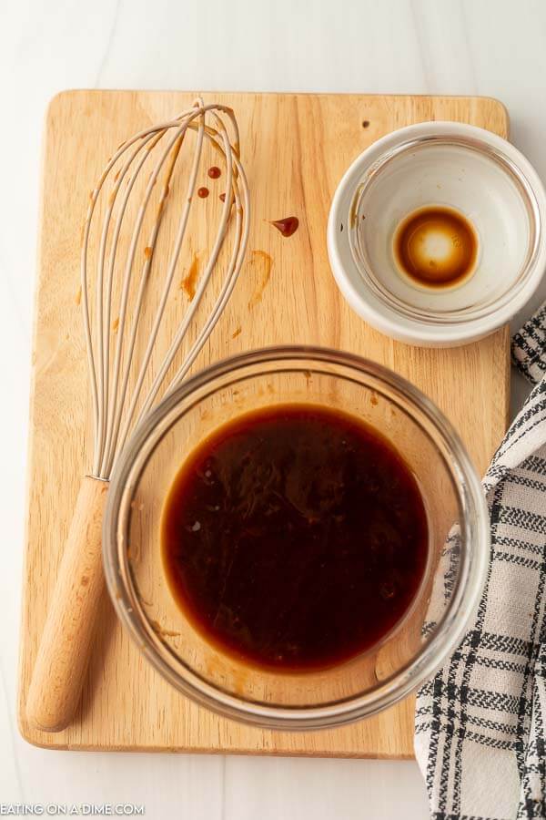 Mixing the worcestershire sauce together in a bowl