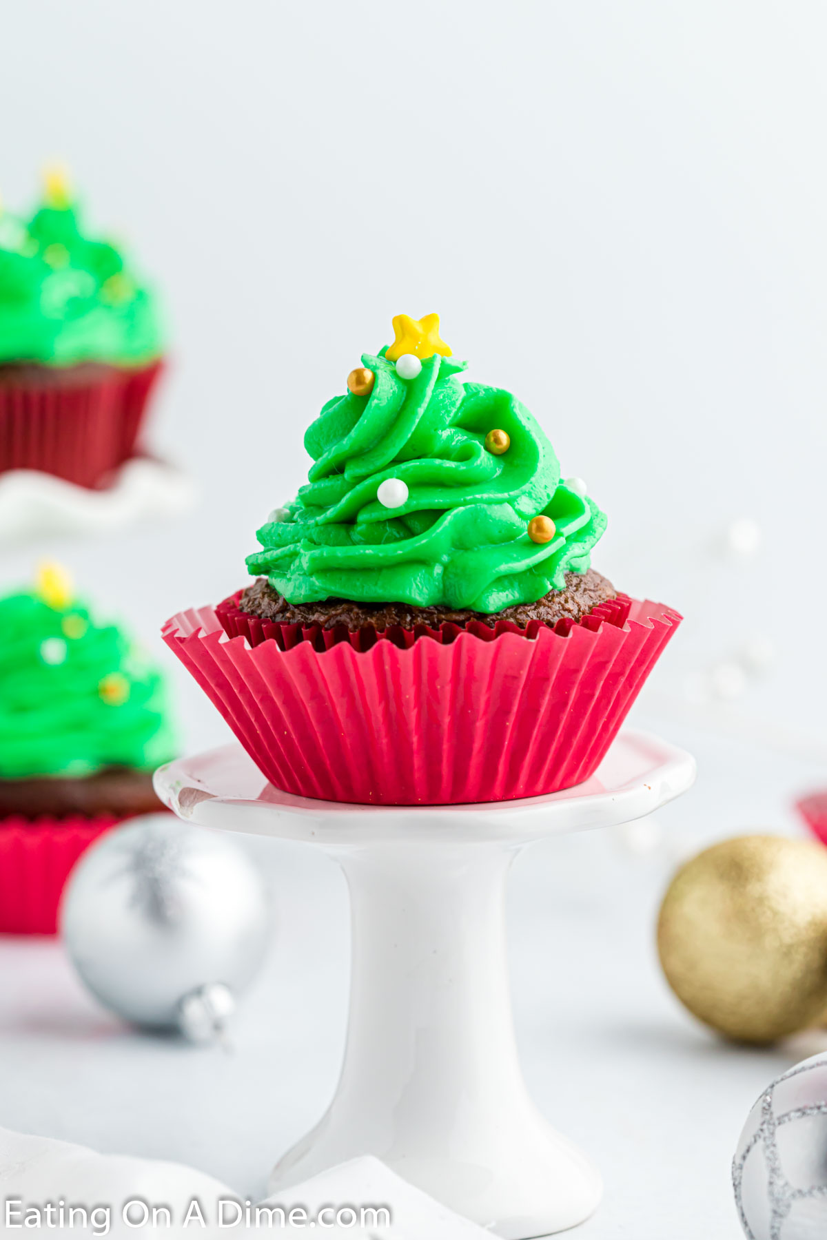 Christmas Tree Cupcakes on a stand