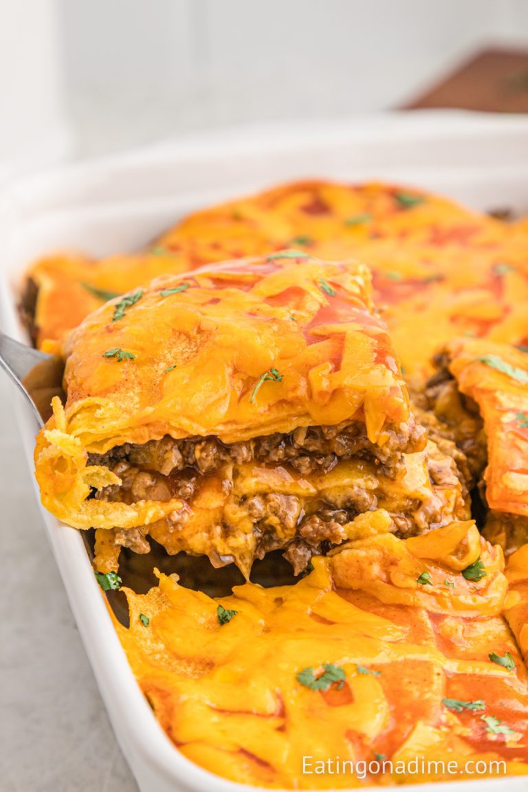 Ground Beef Enchilada Casserole Recipe - Eating on a Dime