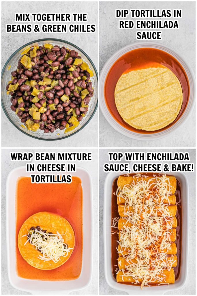 Process of making enchiladas and filling with mixture. 