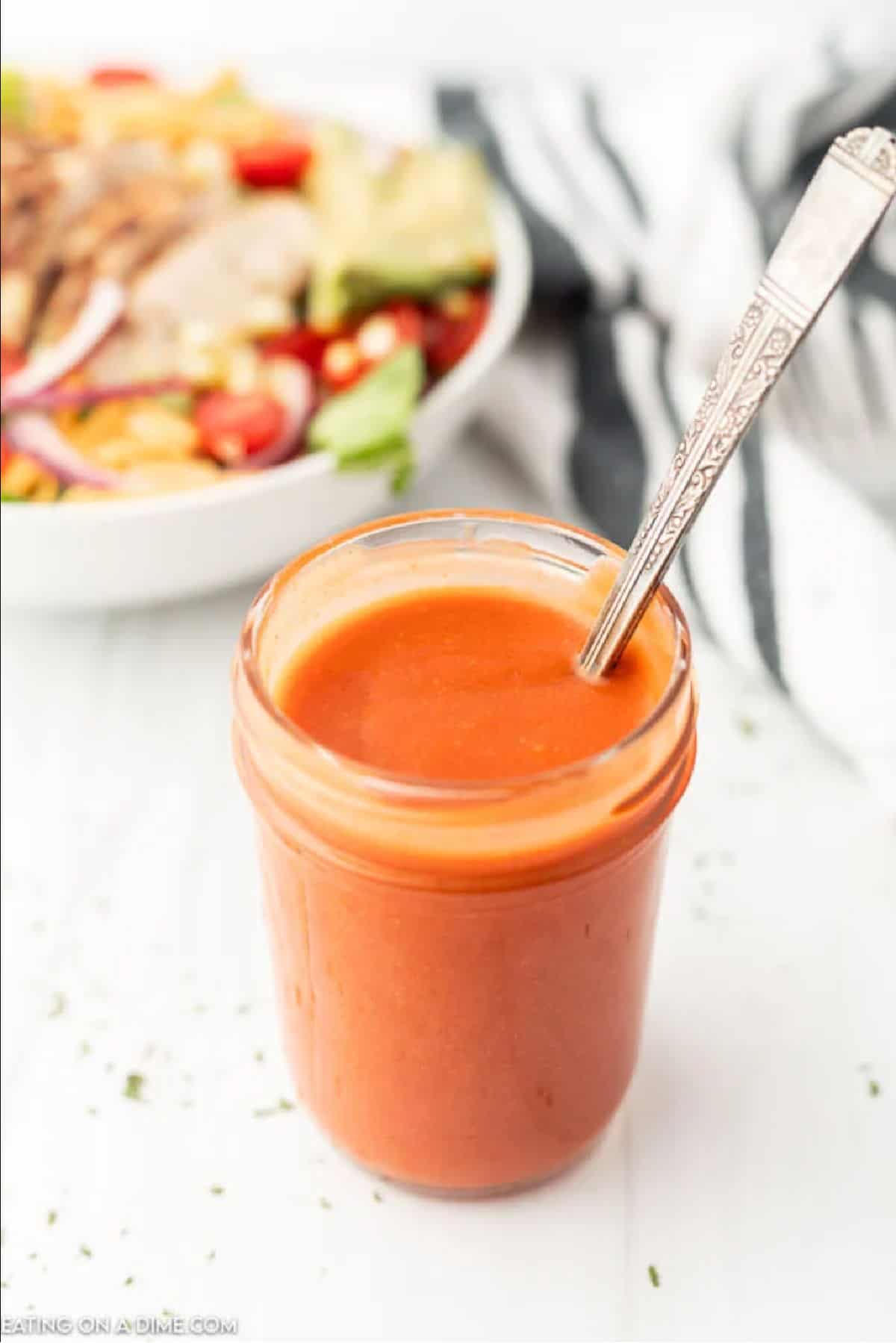 Jar of dressing.