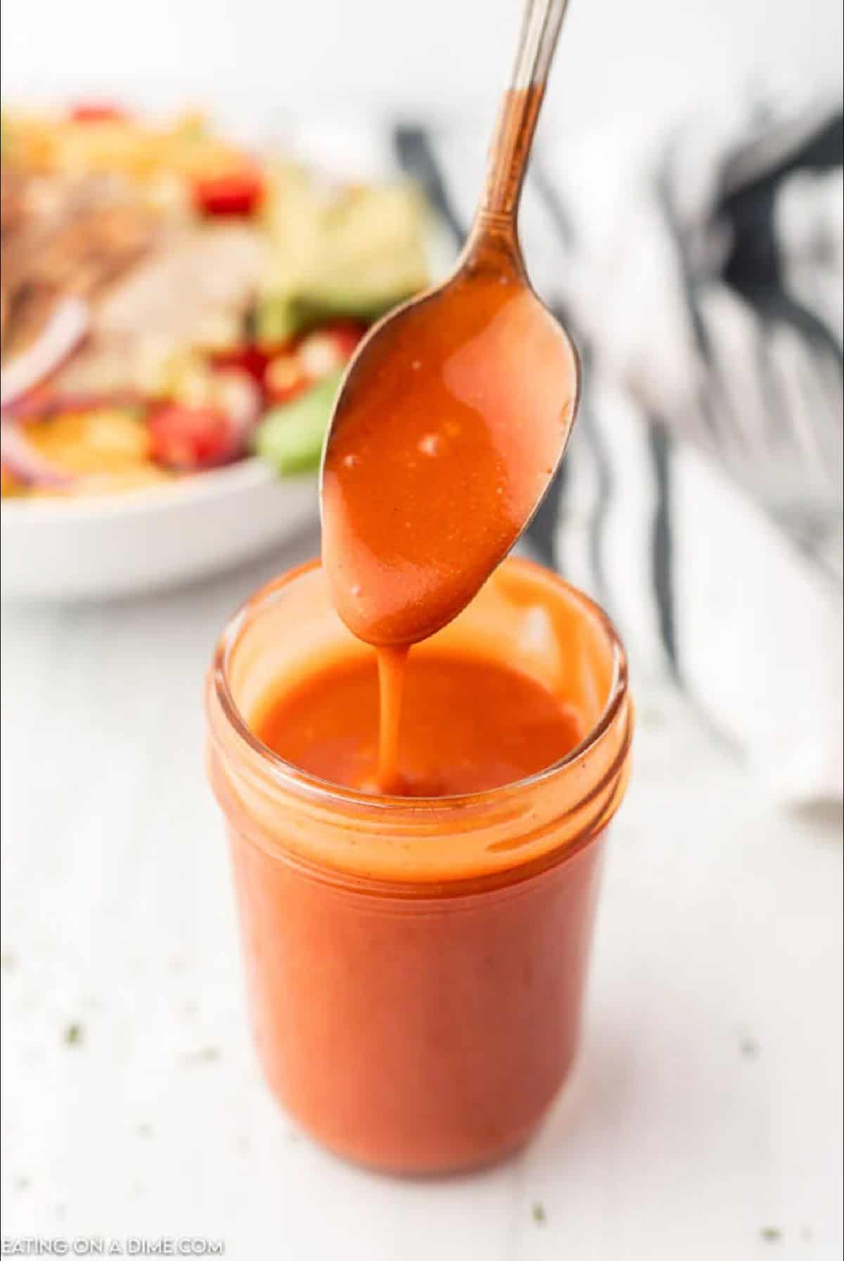 Jar of dressing.