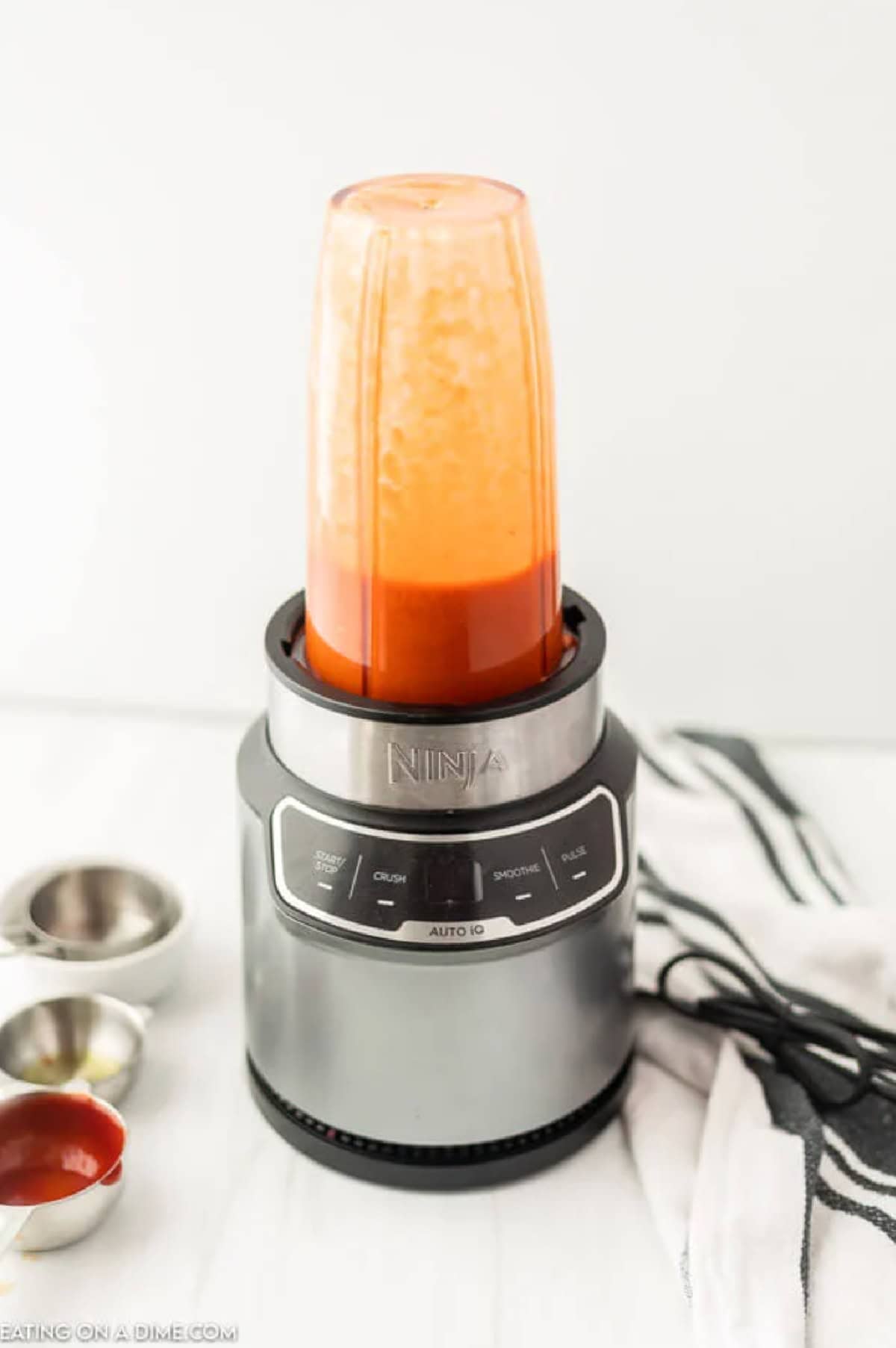 Blender with ingredients.