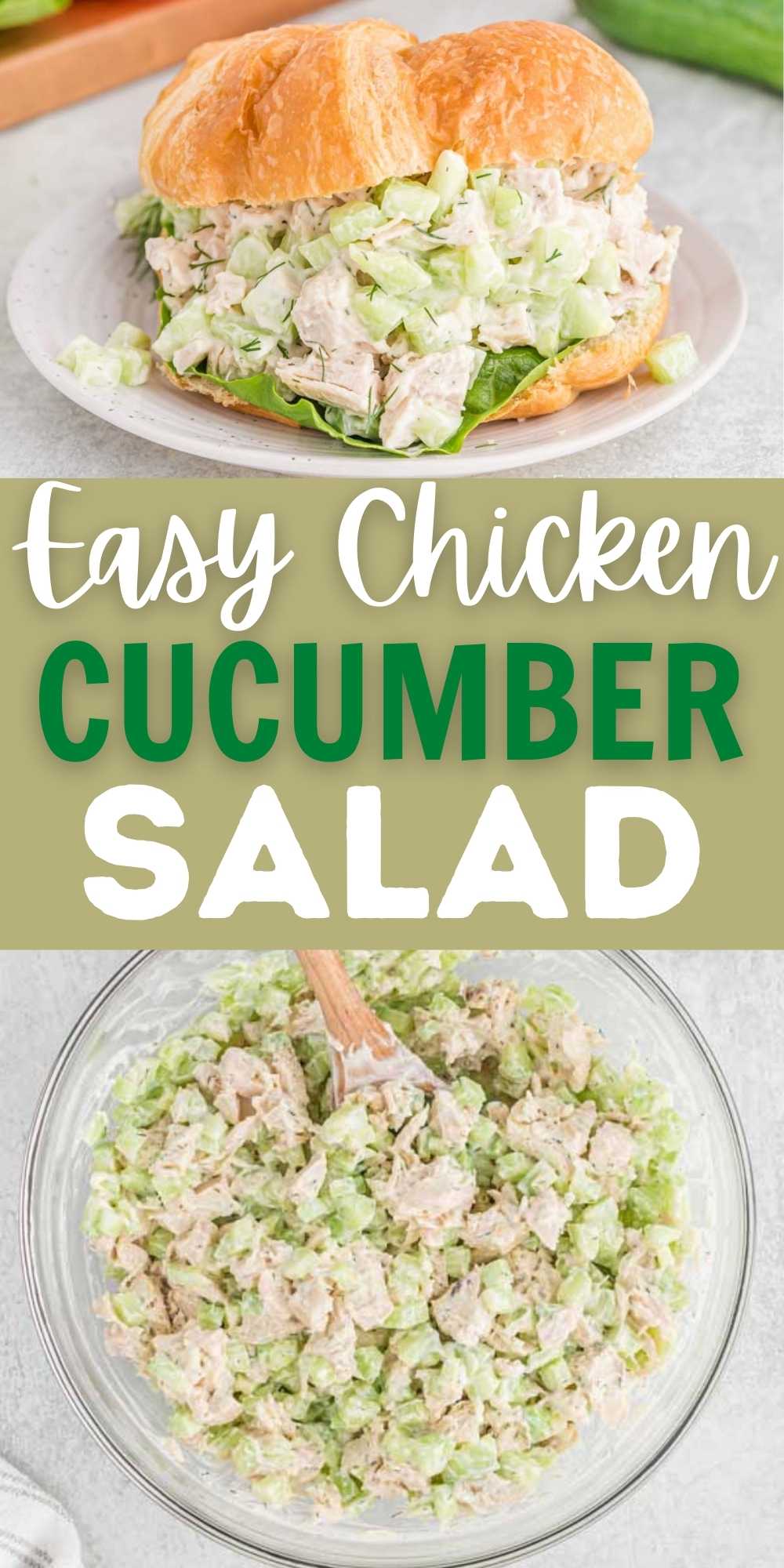 You can make this delicious Cucumber Chicken Salad Sandwich Recipe in just 10 minutes. It is so tasty and easy meal idea for busy schedules. This Chicken Cucumber Salad Sandwich recipe is aa fun twist on a classic recipe. #eatingonadime #chickensaladrecipes #sandwichrecipes #chickenrecipes 