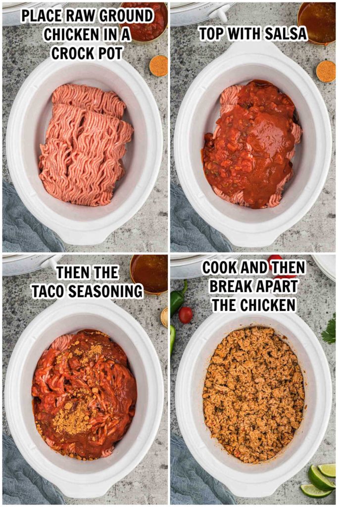 The process of making ground chicken tacos