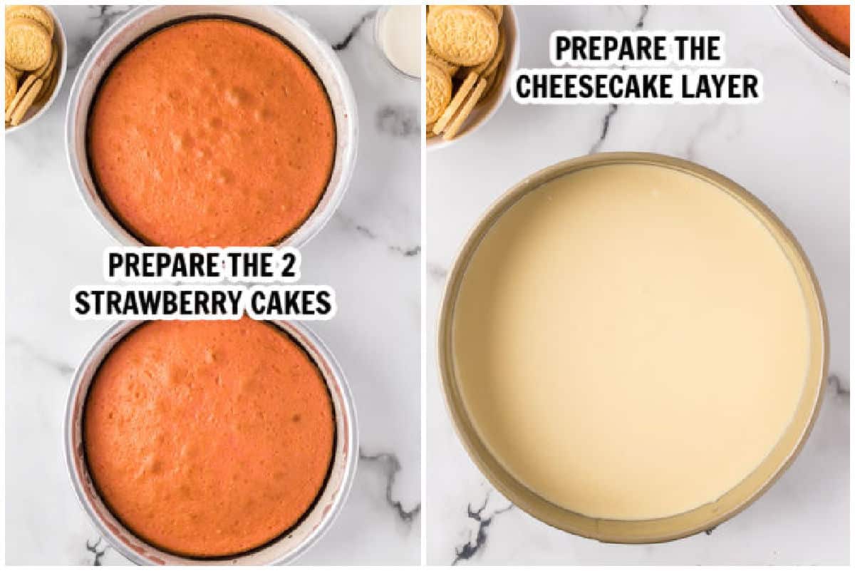The process of making the the cheesecake.