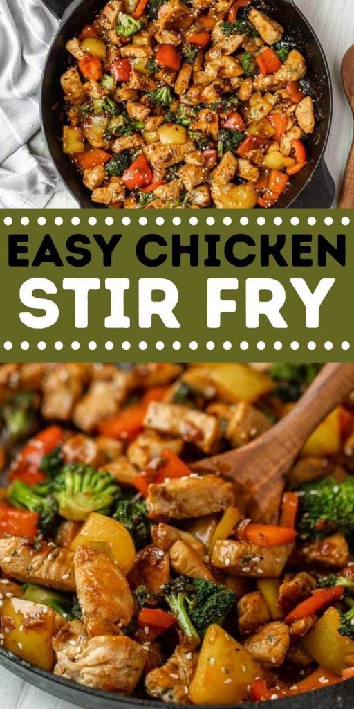 Easy Chicken Stir Fry Recipe is bursting with flavor but so simple to make. Skip take out when you can make this amazing dish in just minutes. This easy chicken stir fry with garlic is the best healthy and low carb dinner that the entire family will love. #eatingonadime #chickenrecipes #asianrecipes #skilletrecipes 
