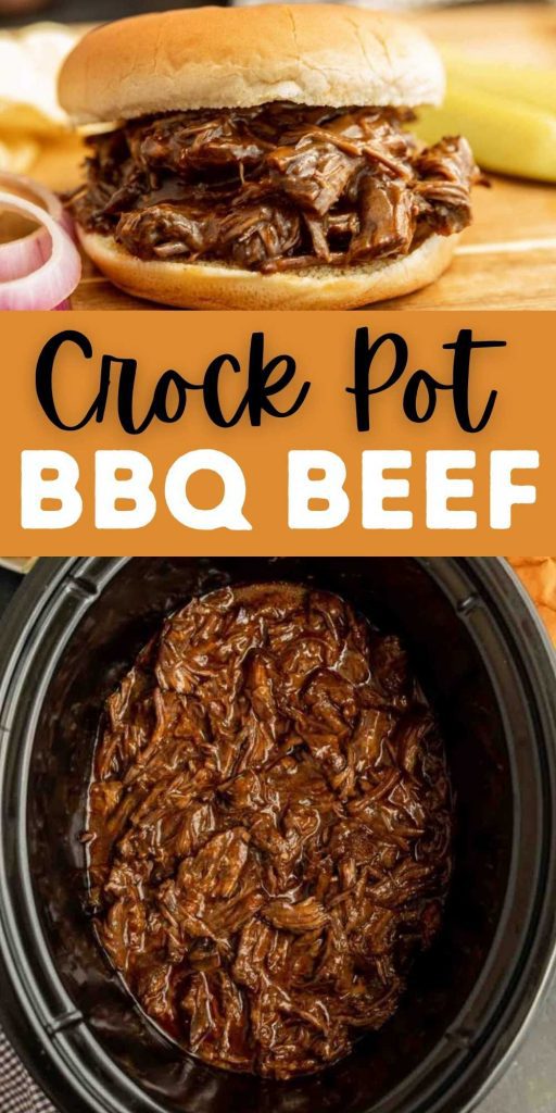 This Crock Pot BBQ Beef Recipe is perfect for a busy weeknight dinner or your next party or pot luck. Everyone loves this easy Crock Pot Beef. This Slow Cooker BBQ Roast makes the best sandwiches and it’s super easy to make too.  Check out all our tips to make the best BBQ beef! #eatingonadime #crockpotrecipes #slowcookerrecipes #beefrecipes 
