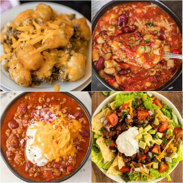 Try these easy Ground beef crock pot recipes for a busy weeknight meal. Lots of tasty ideas from casseroles and soup to meatloaf and more. These crock pot ground beef recipes are great for dinner and are healthy too!  You’ll love this easy entrees ideas. #eatingonadime #crockpotrecipes #slowcookerrecipes #groundbeefrecipes #beefrecipes 
