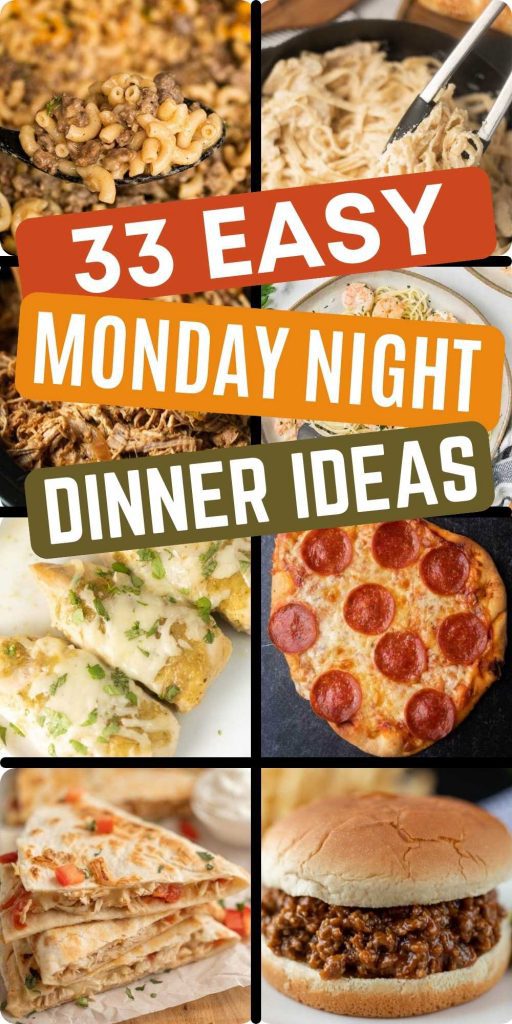 Everyone will enjoy these amazing and easy Monday night dinner ideas. These quick and fun dinner recipes are perfect for a casual family night. 33 easy recipes that everyone will love. These are the best family friendly recipes that everyone will love.  #eatingonadime #easydinners #mondaynightdinners #easyrecipes 
