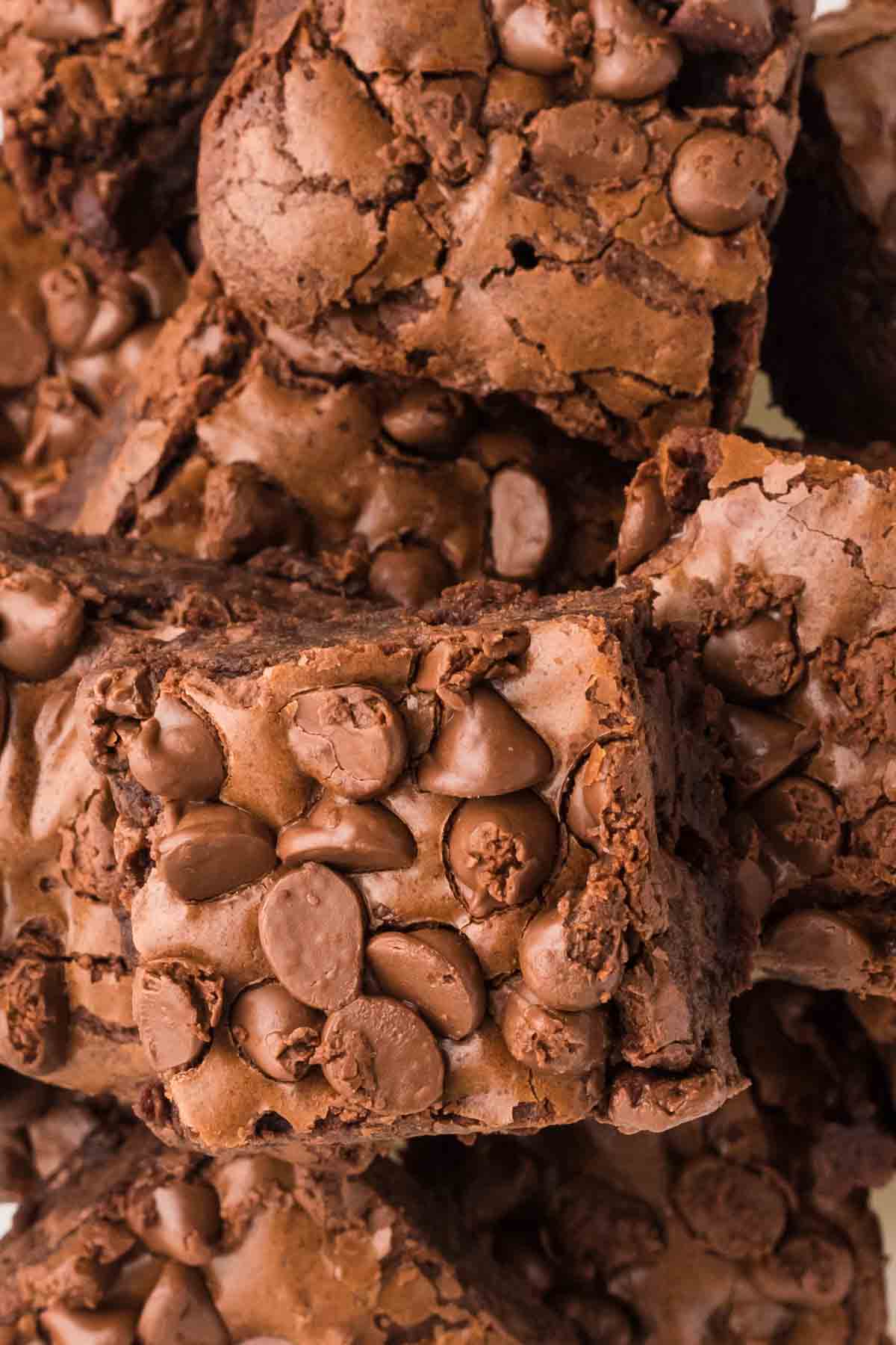 Brownies cut into squares and stacked