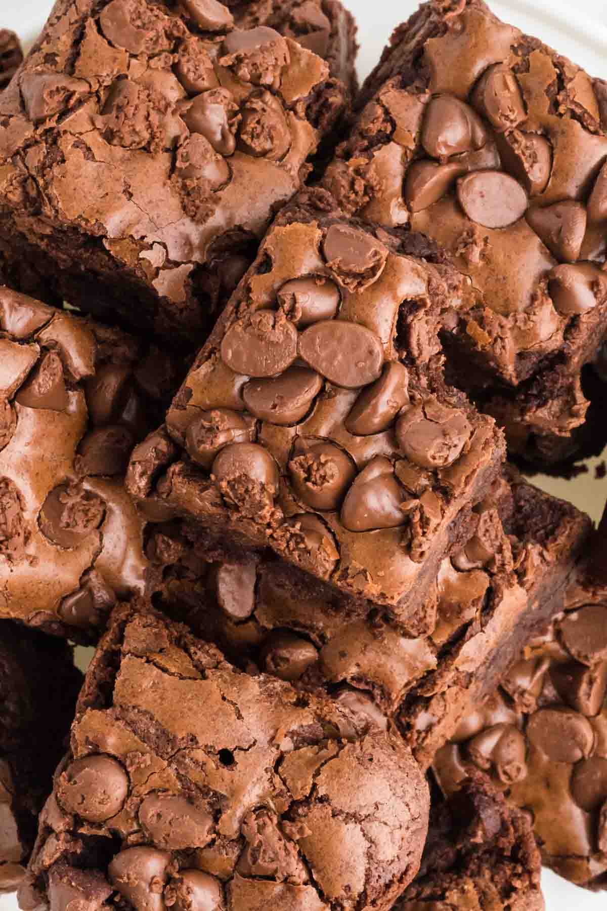 Close up image of stack of brownies