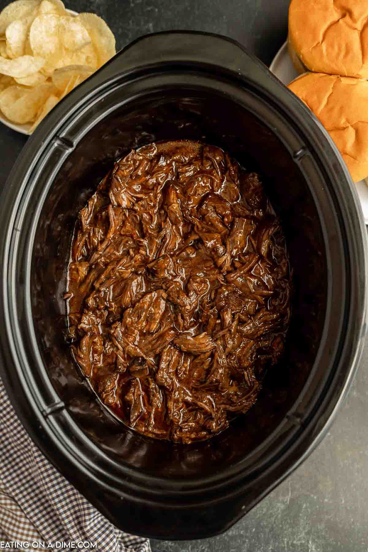 Shredded BBQ Beef in the Crock Pot