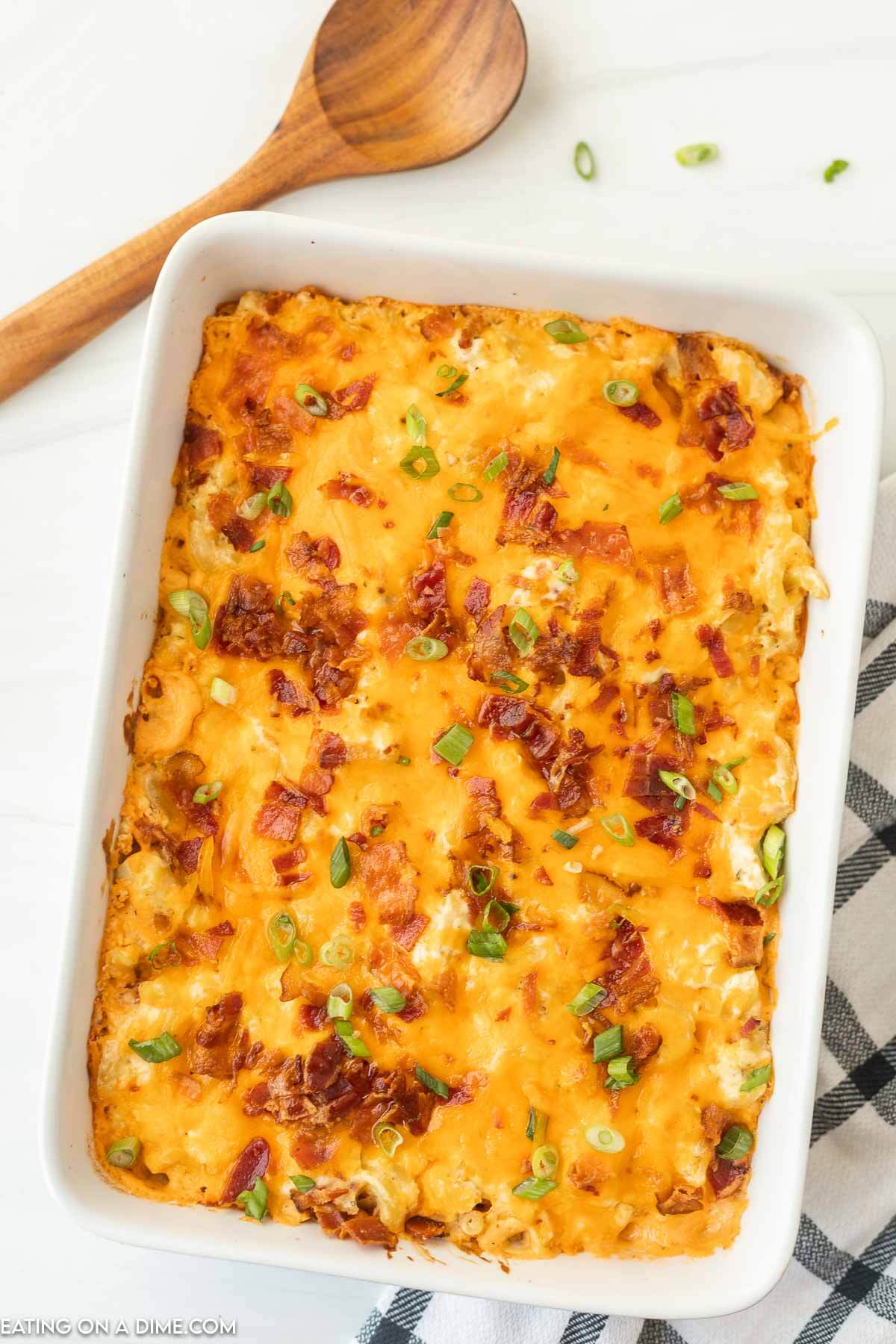 crack chicken casserole in a baking dish