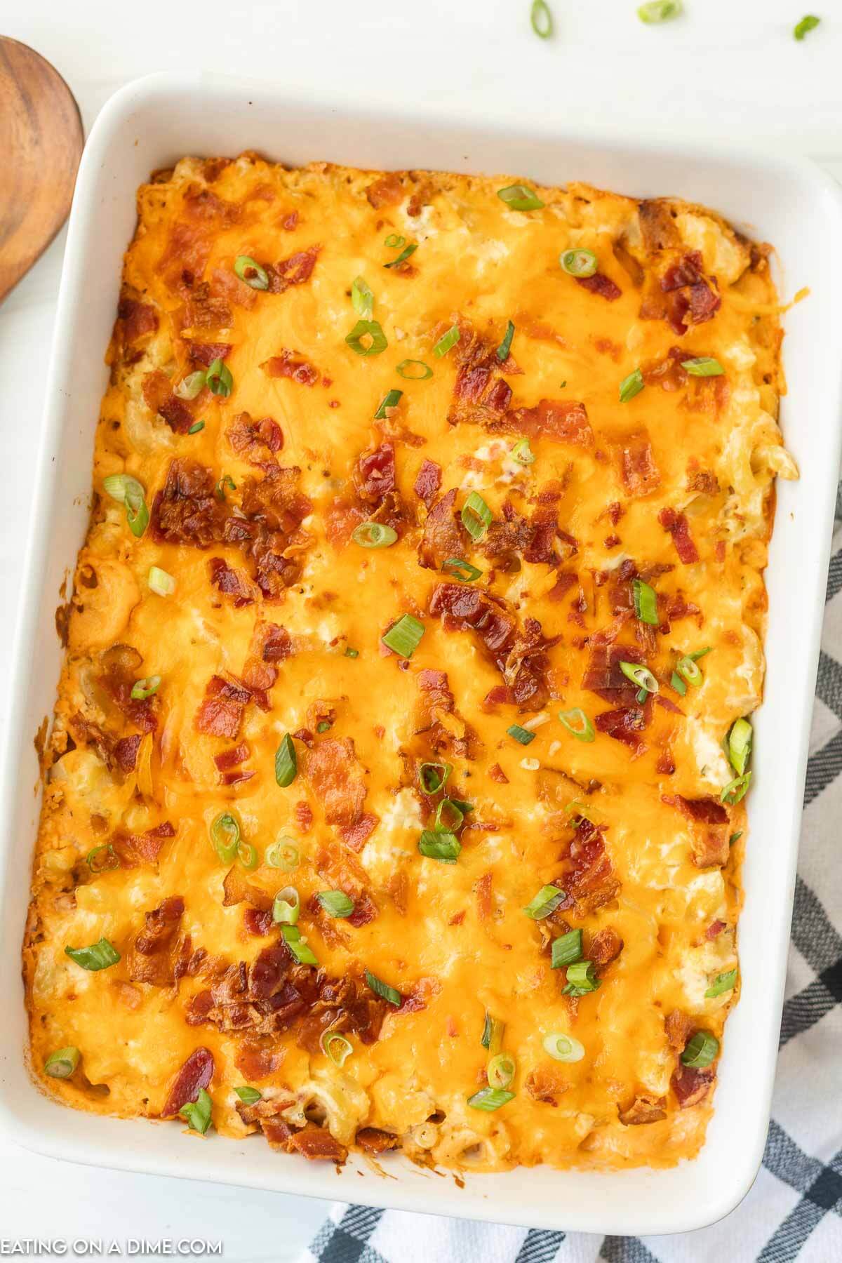 crack chicken casserole in a baking dish