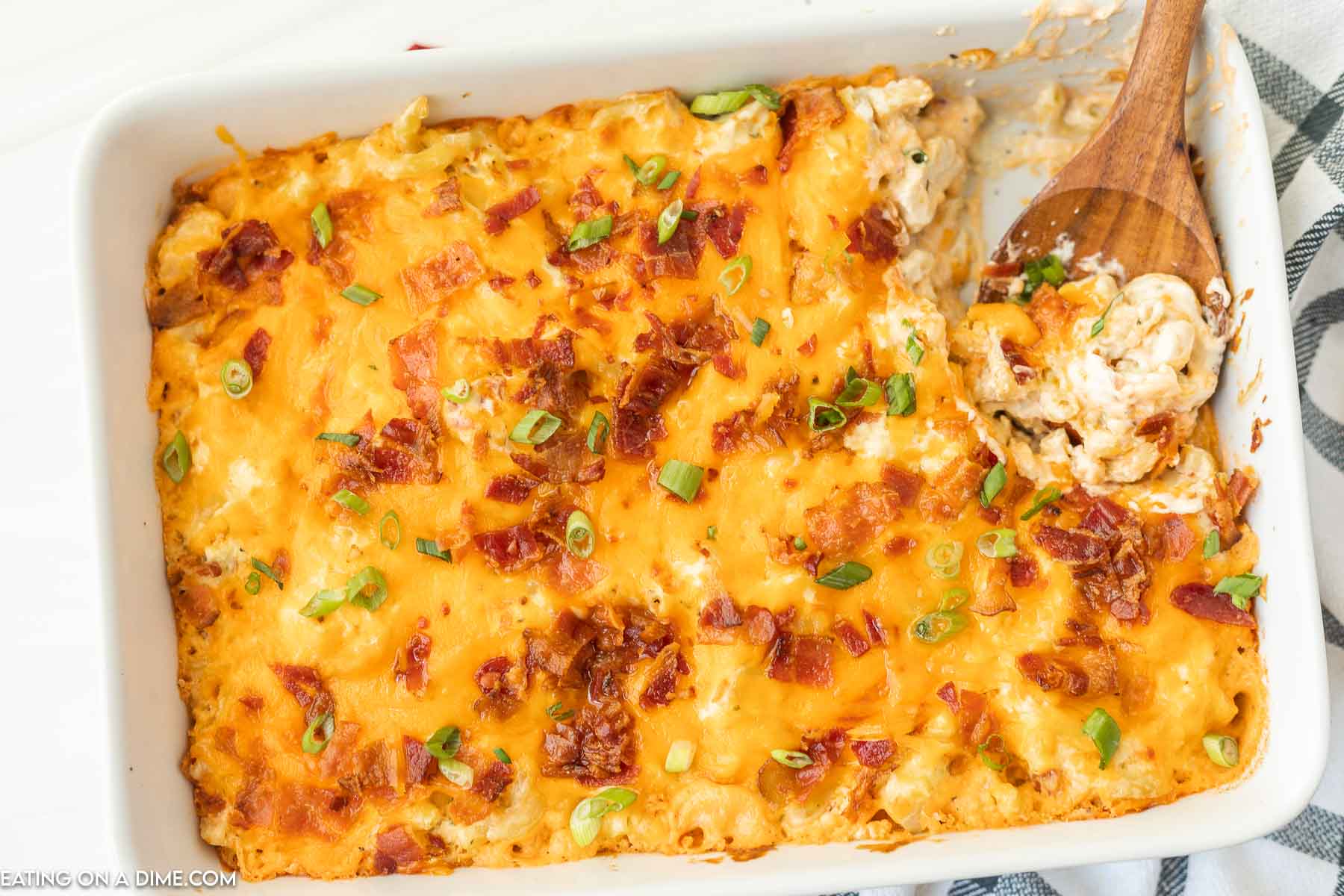 crack chicken casserole in a baking dish