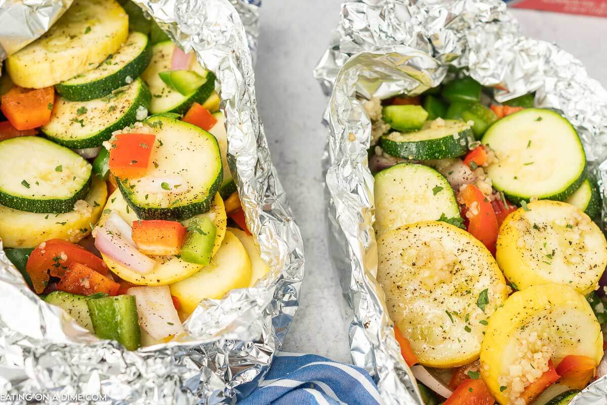 grilled vegetables in foil