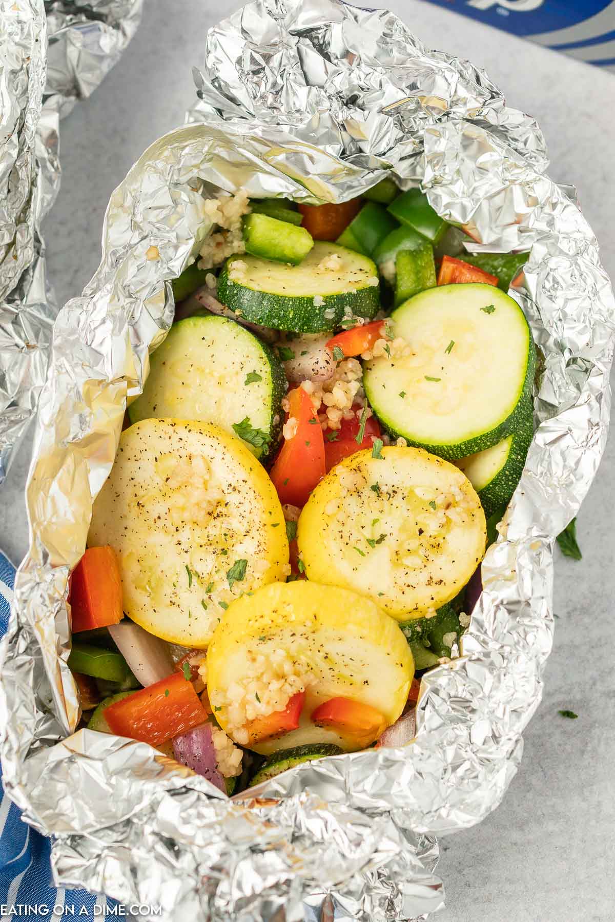 grilled vegetables in foil