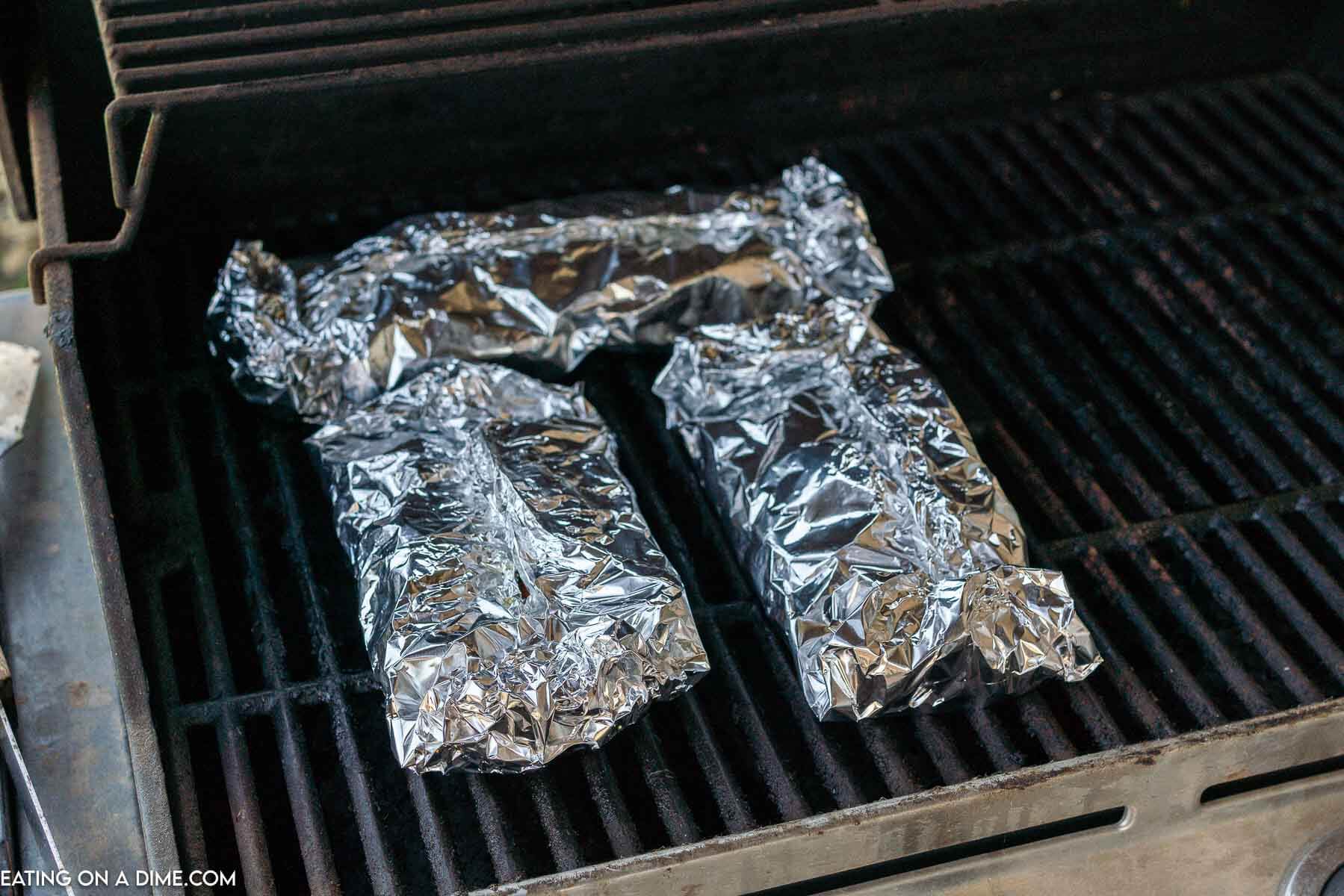 Foil packs on grill. 