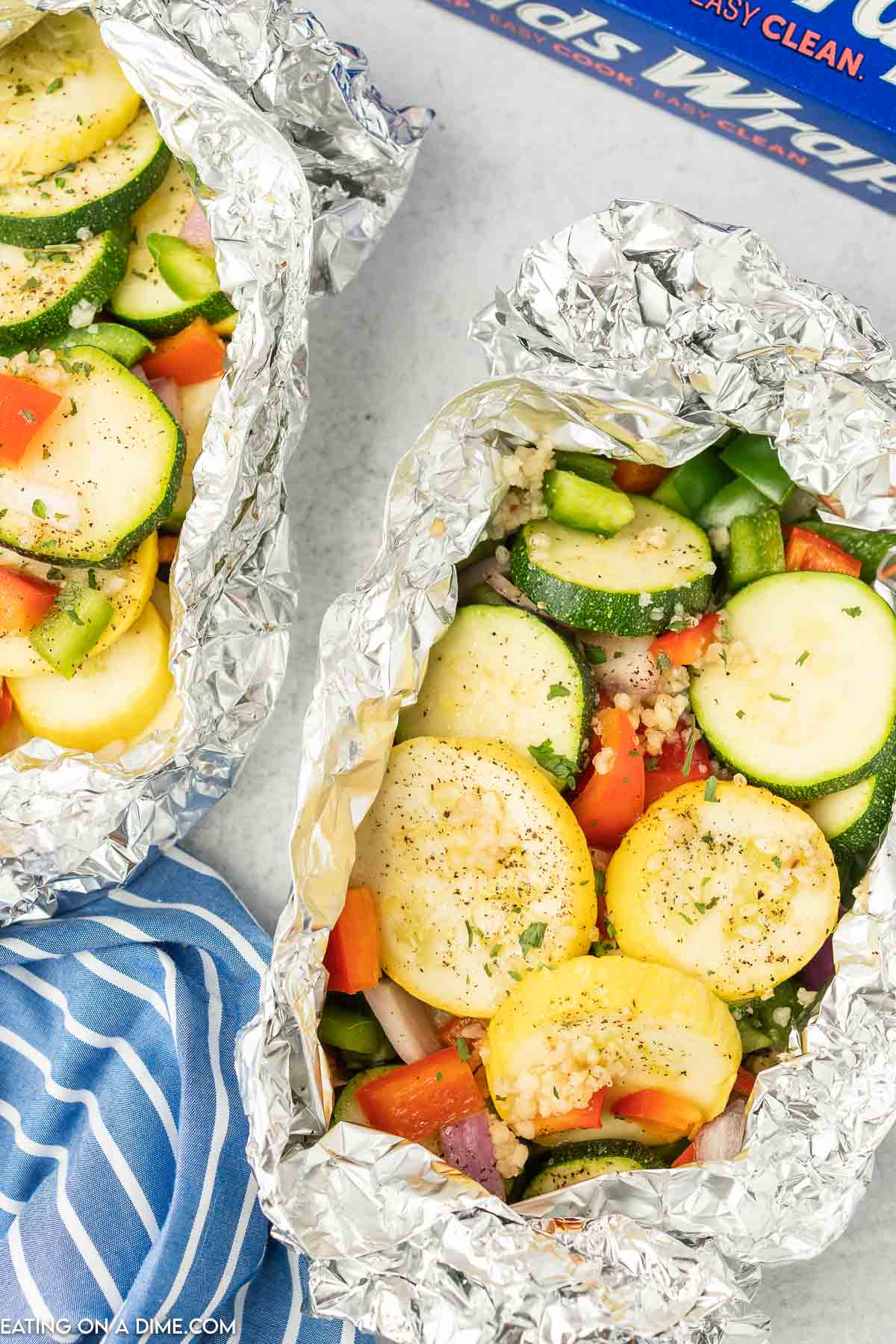 grilled vegetables in foil