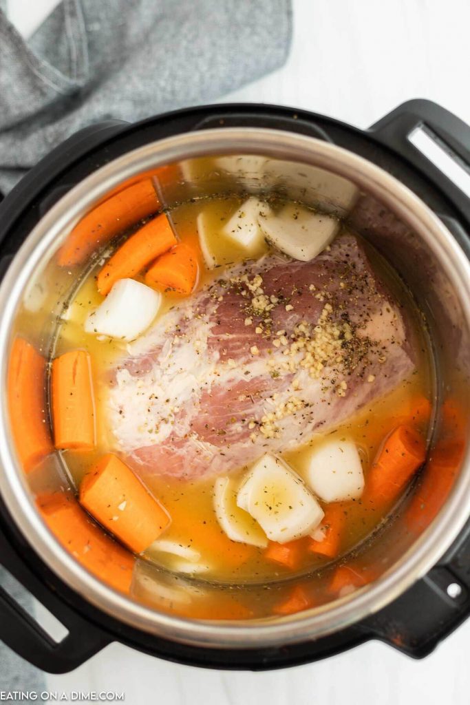 Placing the ingredients in the instant pot