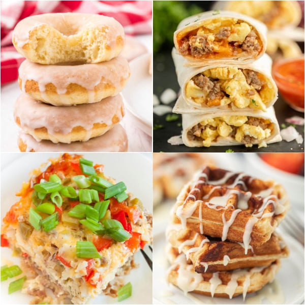 Start their Birthday off right with these Birthday Breakfast Ideas that the entire family will love. Make their Birthday special by making breakfast waffles with sprinkles or homemade donuts. These ideas are great for kids or for mom or for dad too!  You’ll love these easy sweet and savory birthday breakfast recipes. #eatingonadime #breakfastrecipes #birthdayfood #breakfastideas 
