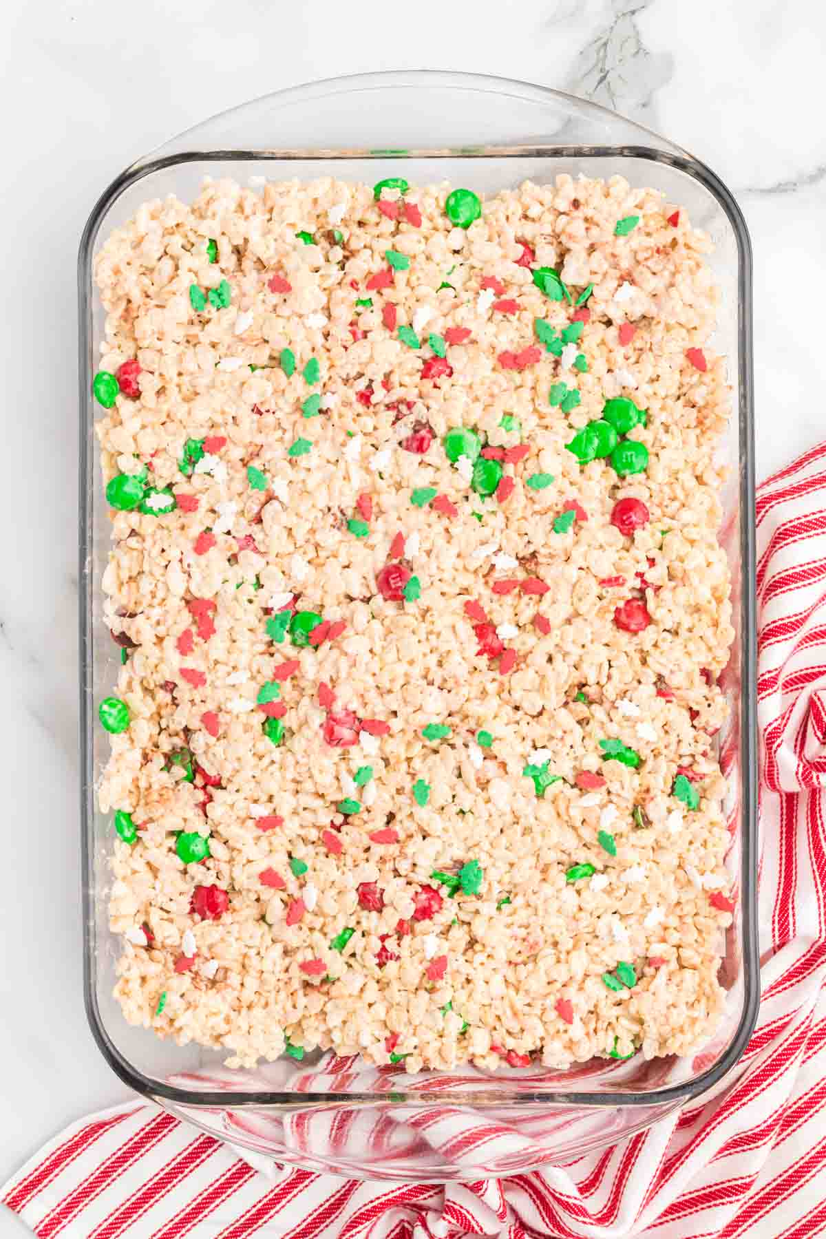 Christmas Rice Krispie Treats in a 9x13 pan