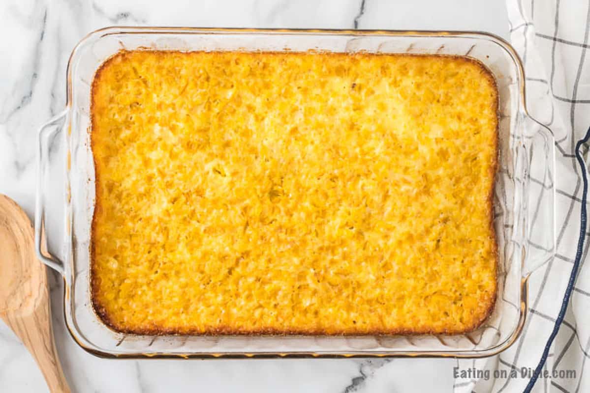 Corn Pudding on a plate. 