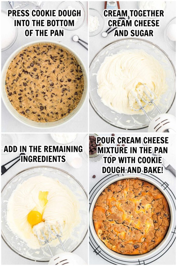 The process of making chocolate chip cheesecake