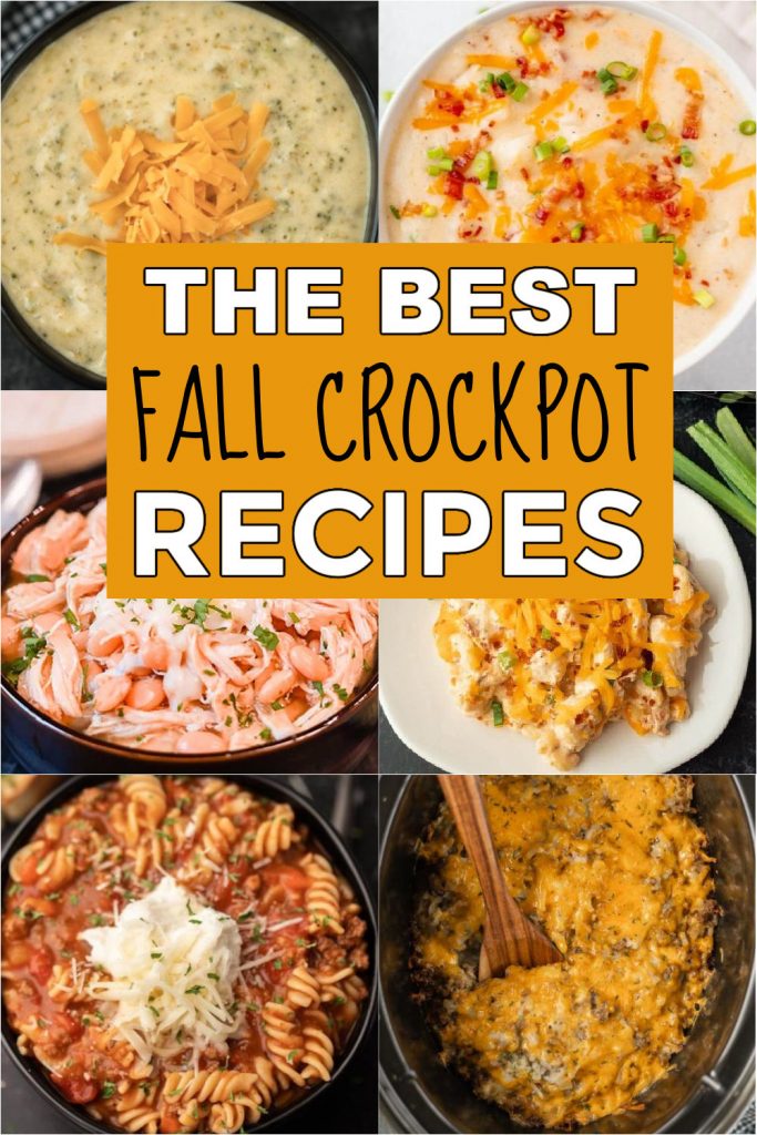 These are the BEST Fall crockpot recipes to make the best dinners for your family.  From chicken, to beef and pork, you’ll find an easy and healthy family dinner that everyone will love.  This list includes all our favorite soups, stews and roast recipes! #eatingonadime #crockpotrecipes #slowcookerrecipes #fallrecipes 
