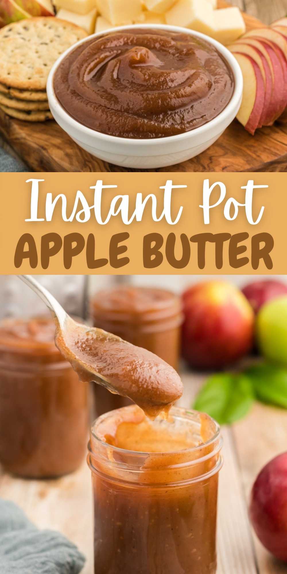 Instant Pot Apple Butter is quick and easy thanks to the pressure cooker. Everyone will think you simmered this apple mixture all day. This easy apple butter is super easy to make in an instant pot and everyone loves it! #eatingonadime #instantpotrecipes #applerecipes #applebutterrecipes 
