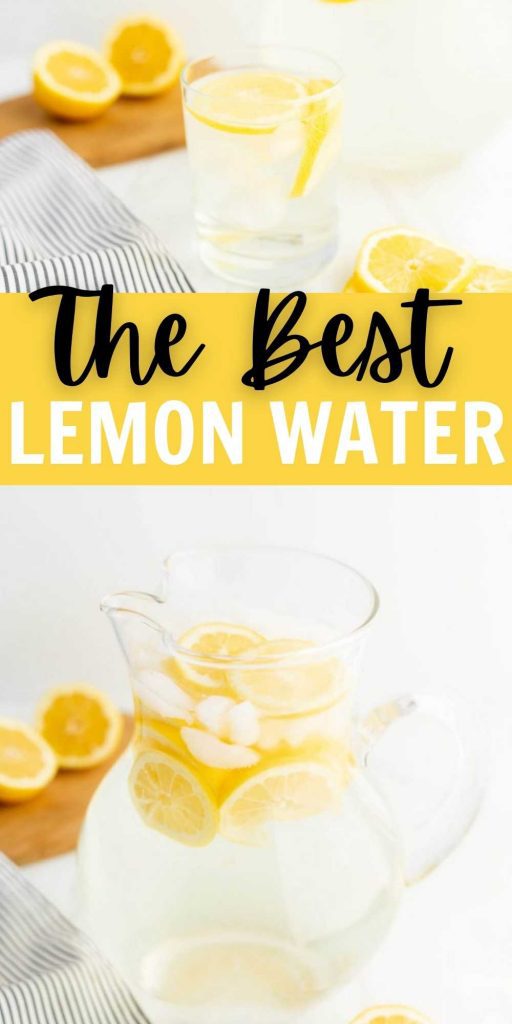 Learn all the health benefits of lemon water and how to easily make it at home with just a few easy ingredients.  Fruit infused water is delicious, easy and healthy for you too! You’ll love this easy water recipe. #eatingonadime #lemonrecipes #waterrecipes #drinkrecipes 
