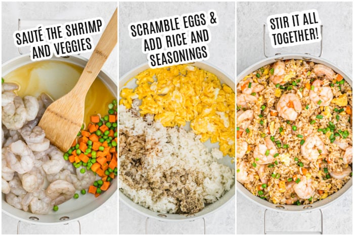 The process of making shrimp fried rice