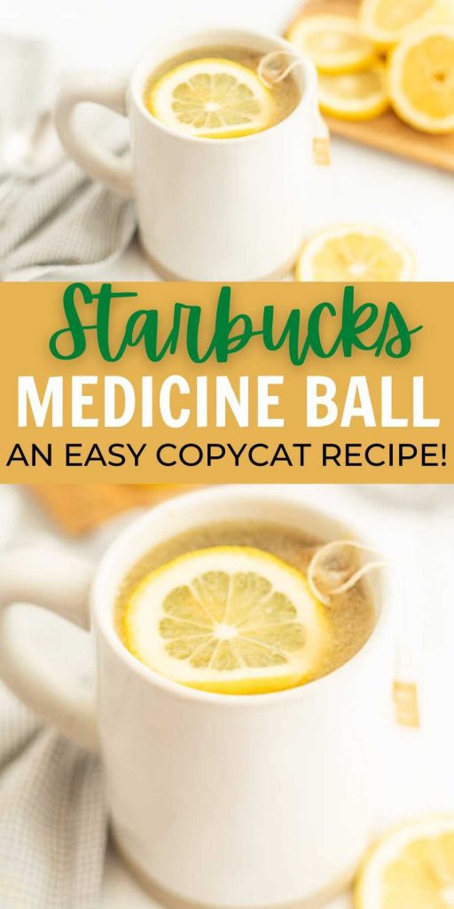 Starbucks medicine ball recipe soothes your throat and tastes delicious. This copycat cold buster is simple to make at home. Learn how to make this delicious and soothing tea recipe at home with these easy copycat instructions. #eatingonadime #copycatrecipes #starbucksrecipes #tearecipes 
