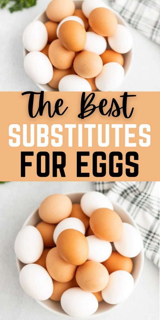 We have gathered The Best Egg Substitutes for all your cooking and baking recipes. Picking the best substitute for your recipes is essential. These are great to use in baking for all your favorite baked good! #eatingonadime #eggsubstitutes #ingredientsubstitutes 
